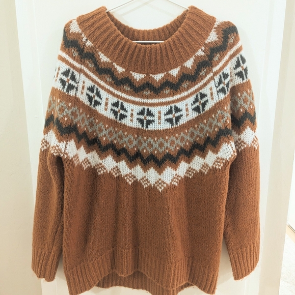 Aerie Fairisle sweater color canyon creek size medium small Fall Pumpkin - Picture 5 of 11